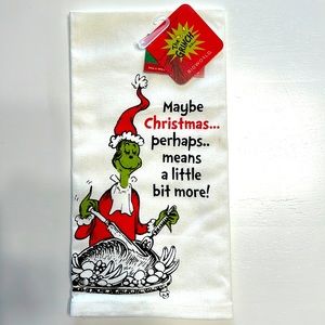 Brand New!! Sleigh Bell Bistro Grinch Christmas Dish Towel